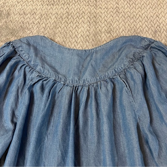 Old Navy women’s blue denim-look super soft flowy long bell sleeve tunic medium - Picture 9 of 11